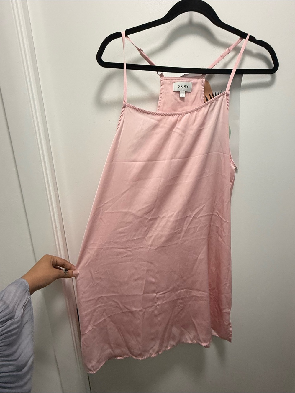 DKNY Women'se Pink Satin Slip Dress Size L